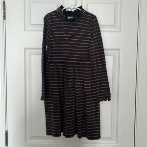 Never worn. Midnight blue (nearly black) striped “mock” turtleneck dress